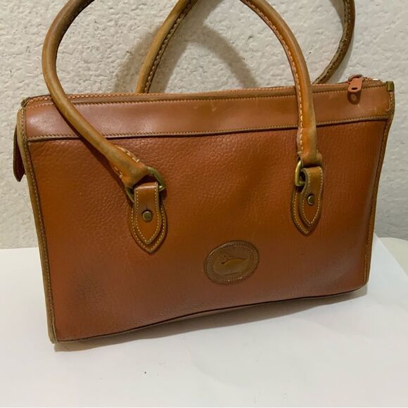 Vintage 1980’s Dooney & Bourke All-Weather Leather Satchel Purse British Tan - Picture 5 of 16